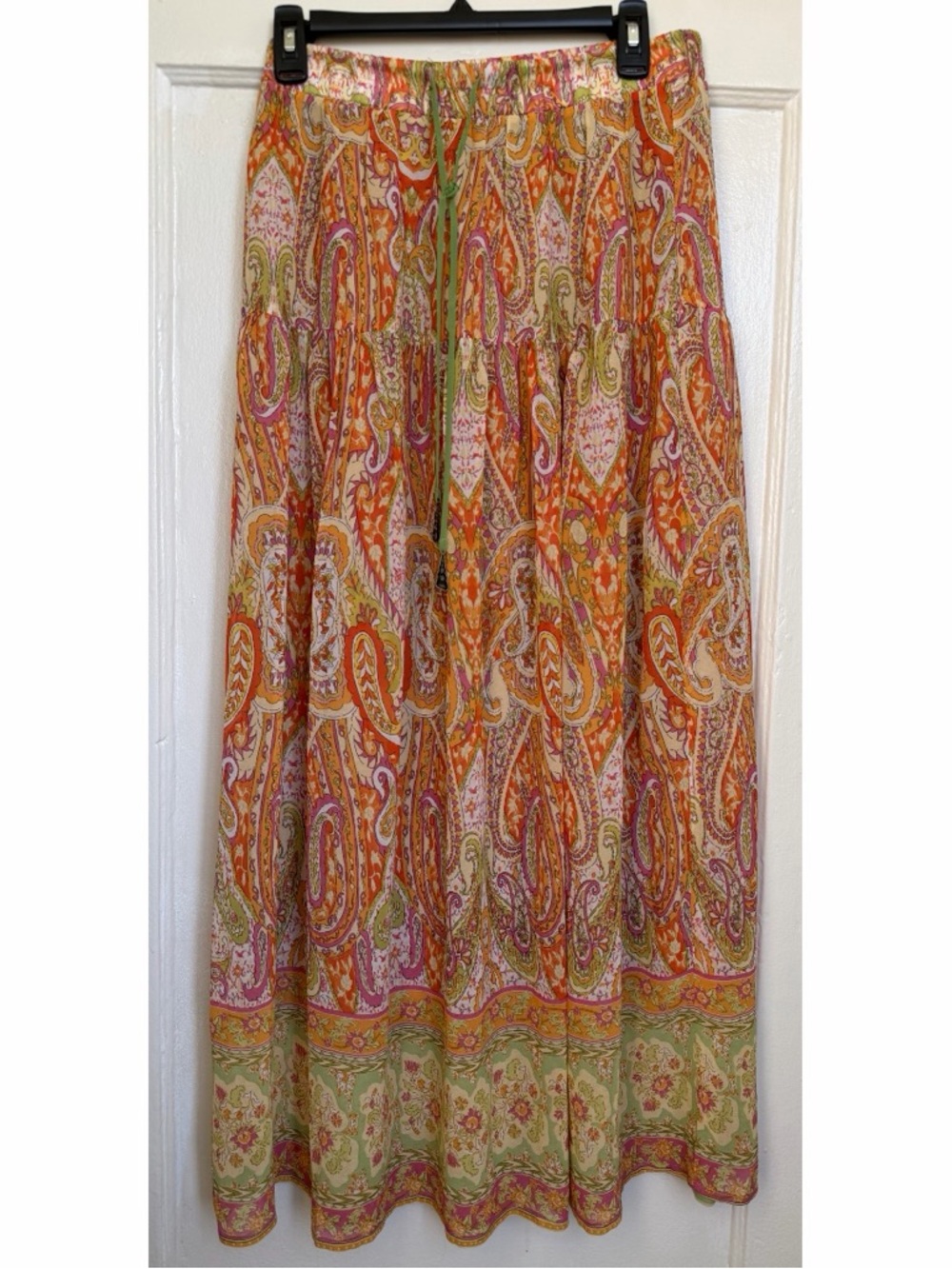 Rachel Zoe Paisley Maxi Skirt in Orange, Pink and Green